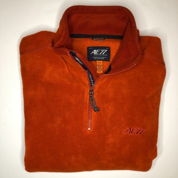 American Eagle Coastal AE77 Performance Red Fleece Quarter Zip Up Jacket Cozy - Picture 15 of 16